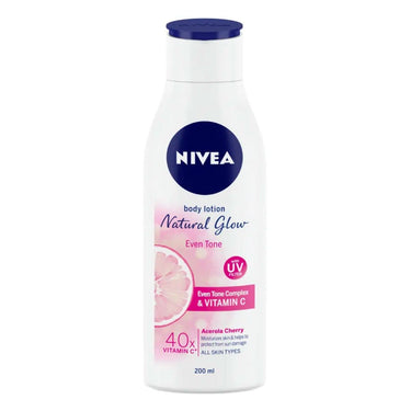 NIVEA Natural Glow Even Tone 200ml Body Lotion | 40 X Vitamin C & UV Protect for Summer Protection and Hydration |With Camu Camu & Acerola Cherry Extracts | For All Skin Types